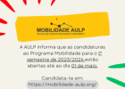 Programa Mobilidade AULP - Abertura de Candidaturas 1.º Semestre 
